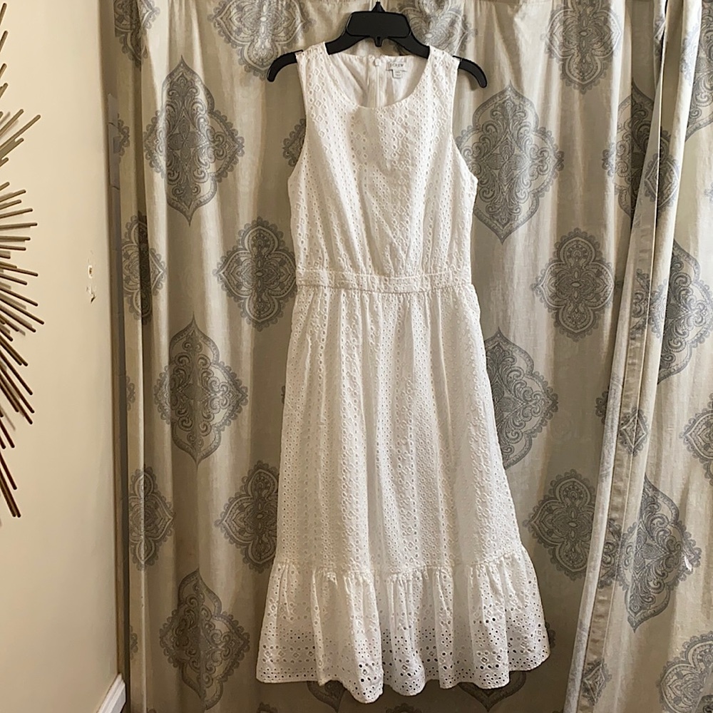 J.Crew white eyelet dress lined